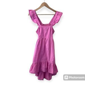 Dizzy Lizzy Pink Ruffle Shoulder Straps with Back lace up dress